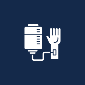 IV drip icon with hand illustration.